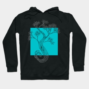 Teal Square Ink Tree Hoodie